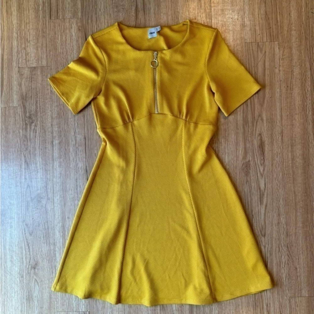 ASOS Textured Skater Dress with Zip Detail